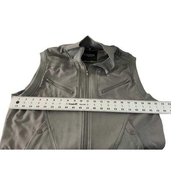 Guess Mens Large Gray Utility Vest Zip Front Two Zipper Pockets Two Open Pockets - Picture 4 of 11